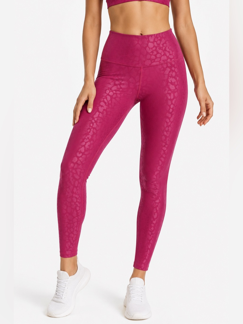 Carbon38 High-Waist Magenta Animal-Print Leggings